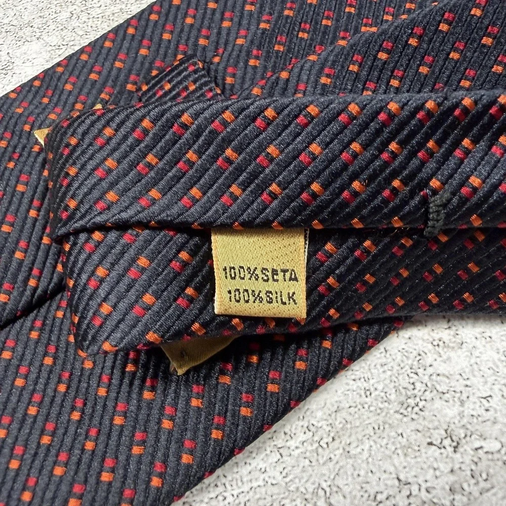 Today's Man Silk Tie Mens One Size Black Geometric Pointed Made In Italy Necktie